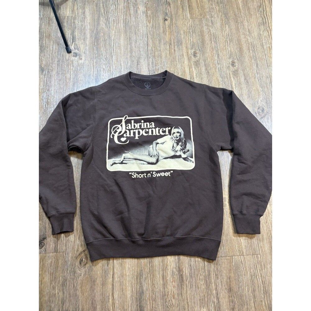 Sabrina Carpenter Short n' Sweet Brown Concert Tour Crewneck Sweatshirt Small